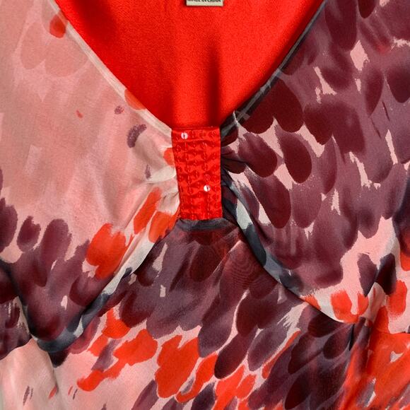 Chelsea Design Red White Black 100% Silk Dress Sz 12 - Picture 10 of 12